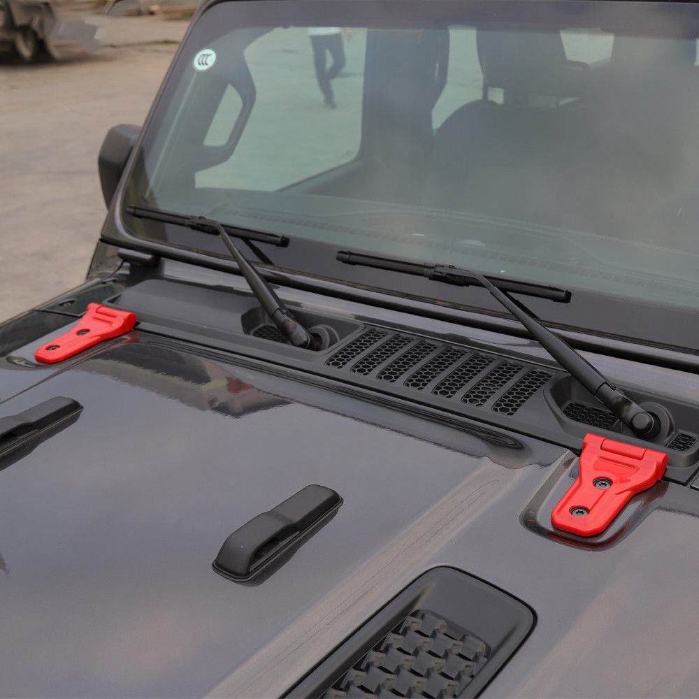 Bright Red Hood Hinge Cover 18-up Wrangler JL, Gladiator - Click Image to Close
